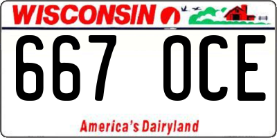WI license plate 667OCE