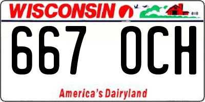 WI license plate 667OCH
