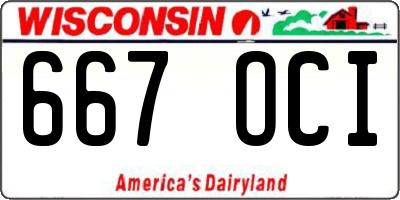 WI license plate 667OCI