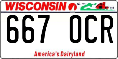 WI license plate 667OCR