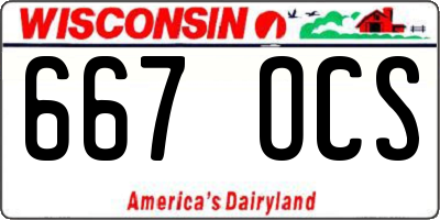 WI license plate 667OCS