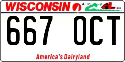 WI license plate 667OCT