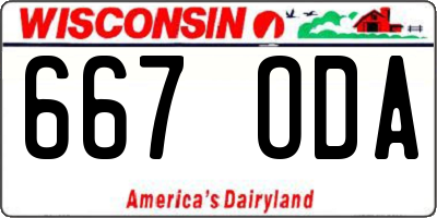 WI license plate 667ODA