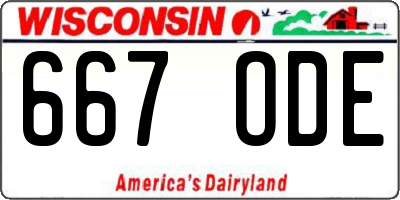 WI license plate 667ODE