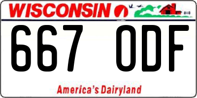 WI license plate 667ODF