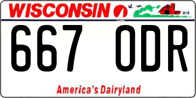 WI license plate 667ODR