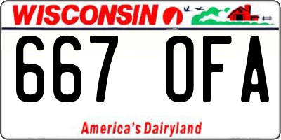 WI license plate 667OFA