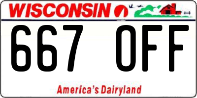 WI license plate 667OFF