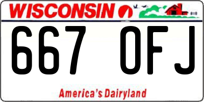 WI license plate 667OFJ