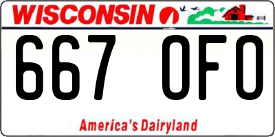 WI license plate 667OFO