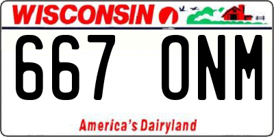 WI license plate 667ONM