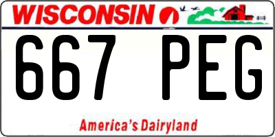 WI license plate 667PEG