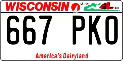 WI license plate 667PKO