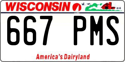 WI license plate 667PMS