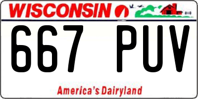 WI license plate 667PUV