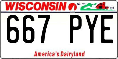 WI license plate 667PYE