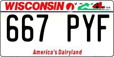 WI license plate 667PYF