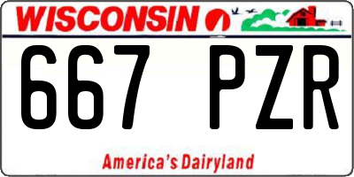 WI license plate 667PZR