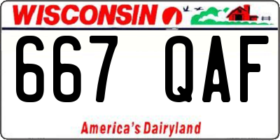 WI license plate 667QAF