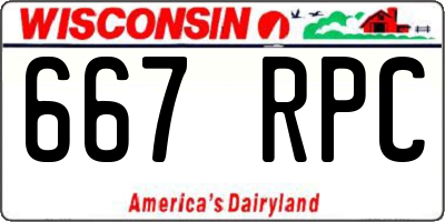 WI license plate 667RPC