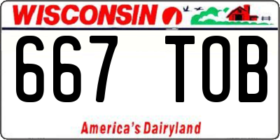 WI license plate 667TOB