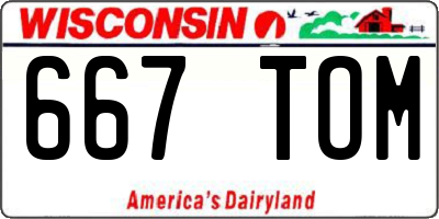 WI license plate 667TOM