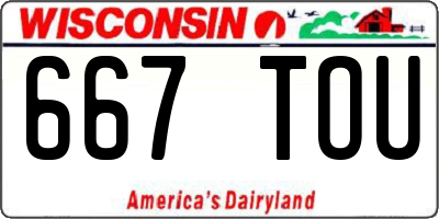 WI license plate 667TOU