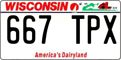 WI license plate 667TPX