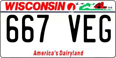 WI license plate 667VEG