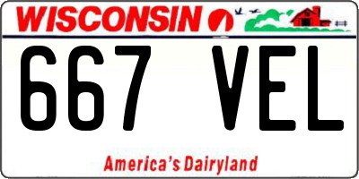 WI license plate 667VEL