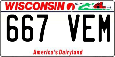 WI license plate 667VEM