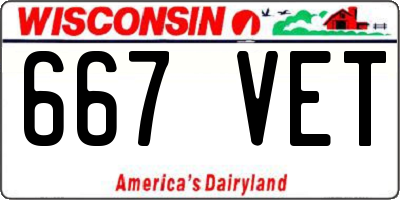 WI license plate 667VET