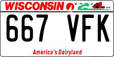 WI license plate 667VFK