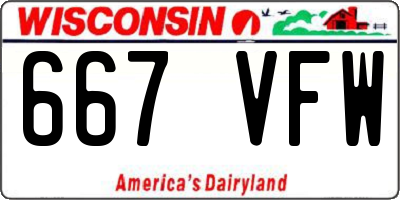 WI license plate 667VFW