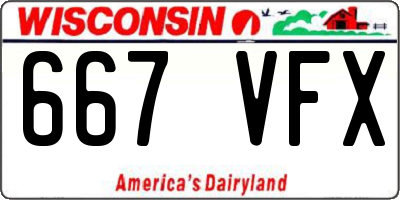 WI license plate 667VFX