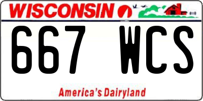 WI license plate 667WCS