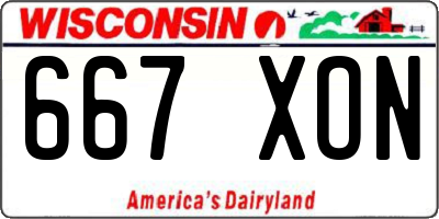 WI license plate 667XON