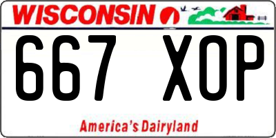 WI license plate 667XOP