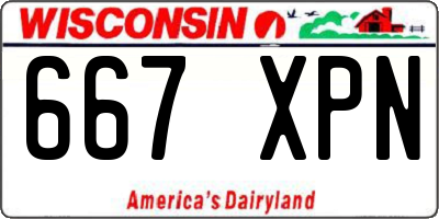 WI license plate 667XPN