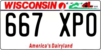 WI license plate 667XPO