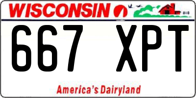 WI license plate 667XPT