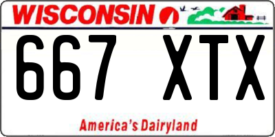WI license plate 667XTX