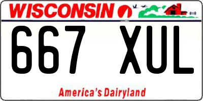WI license plate 667XUL