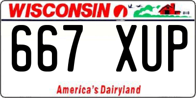 WI license plate 667XUP
