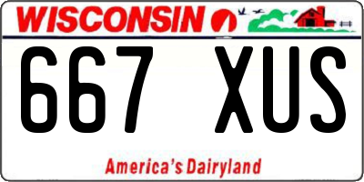 WI license plate 667XUS