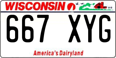 WI license plate 667XYG