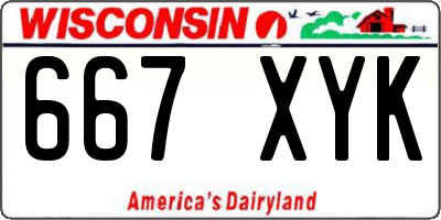 WI license plate 667XYK