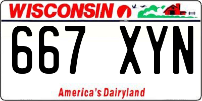 WI license plate 667XYN
