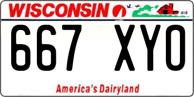 WI license plate 667XYO