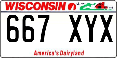 WI license plate 667XYX